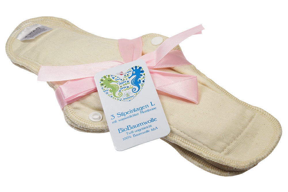 Blümchen – Auslaufsichere Menstruationsbinde Slimfit – Bio-Baumwolle – 3 Stück - Twill