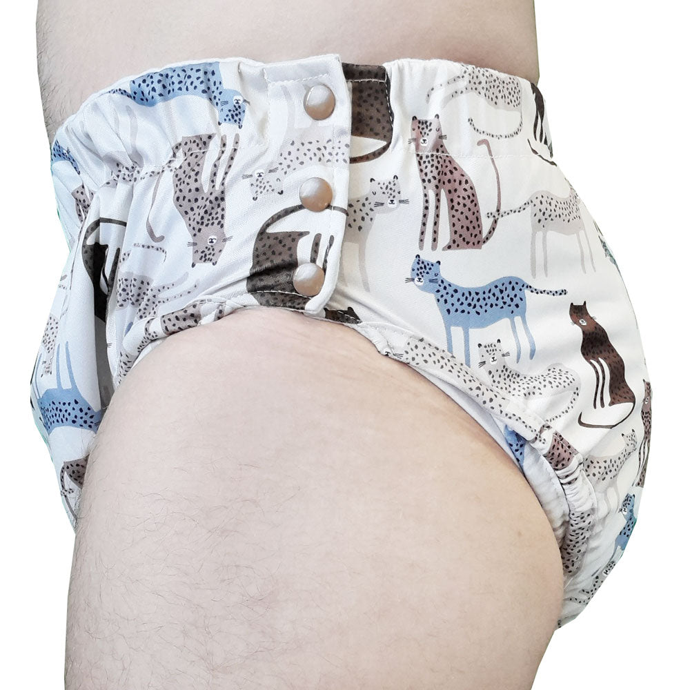 Blümchen - Kinder & Erwachsenen Stoffwindel (Inkontinenzslip mit Druckknöpfen) - Gepard