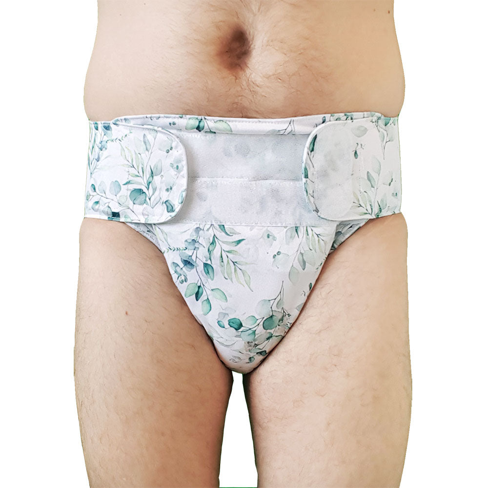 Blümchen - Kinder & Erwachsenen Stoffwindel V2 (2in1-Inkontinenz-Windel) - Floral (Weiß)