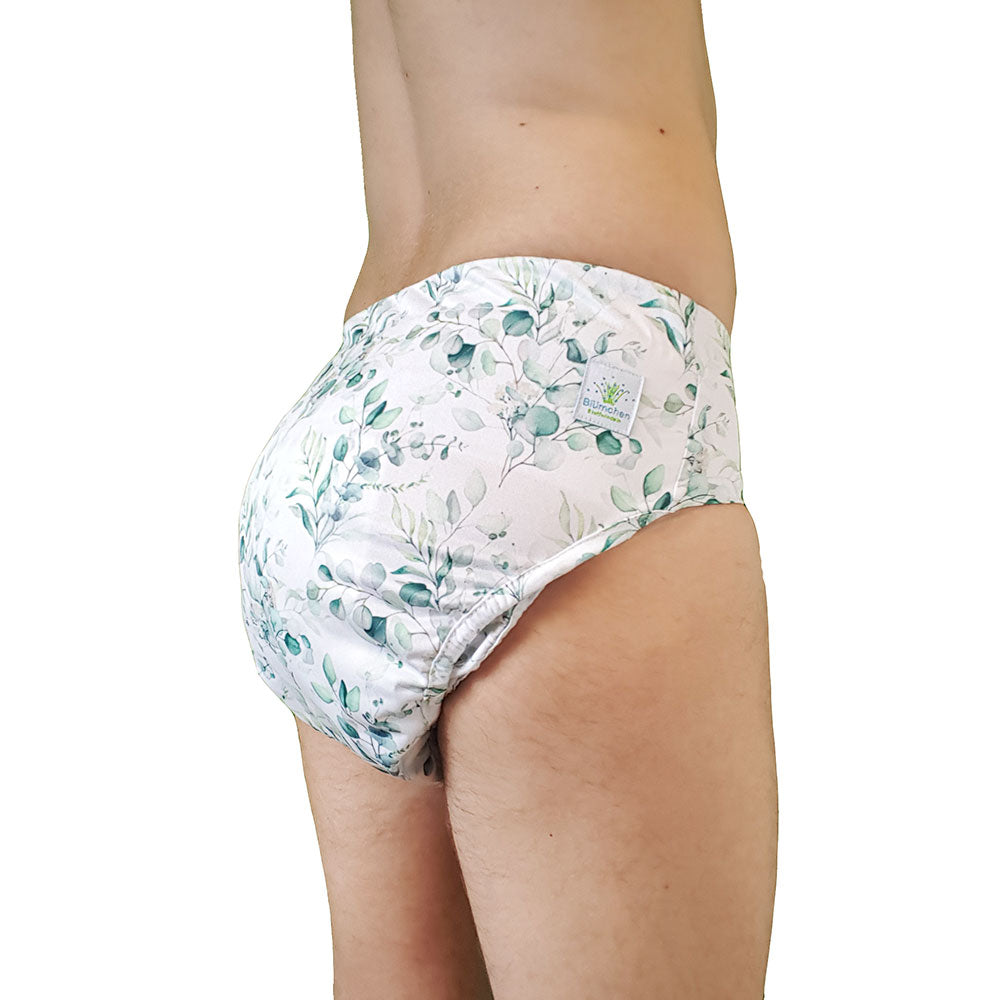 Blümchen - Kinder & Erwachsenen Stoffwindel V2 (2in1-Inkontinenz-Windel) - Floral (Weiß)