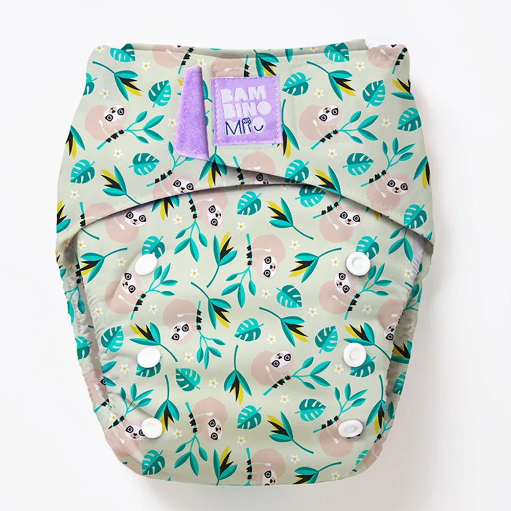 Bambino Mio - Revolutionäre wiederverwendbare Windel - AIO (One Size) - Swinging Sloth - Klettverschlüsse für schnelles Wickeln