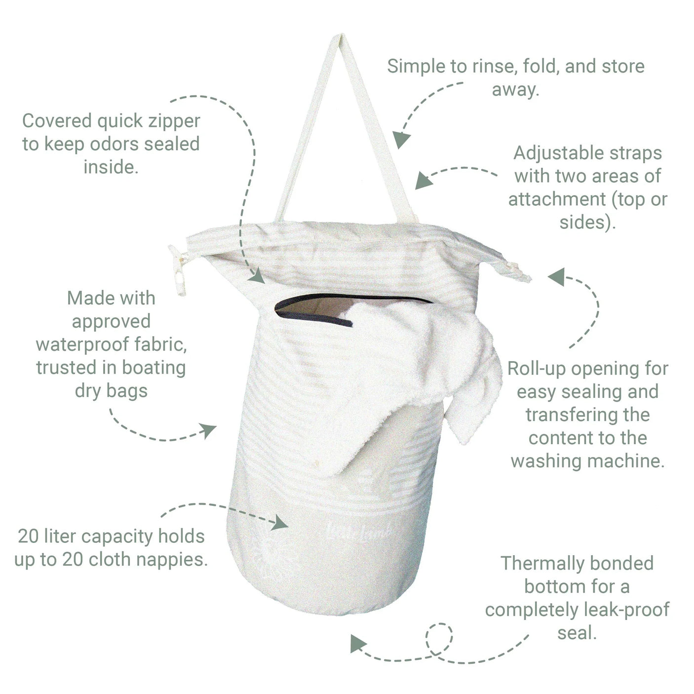 Little Lamb - Nappy Pail - hängender Wäschesack - 60x44 cm
