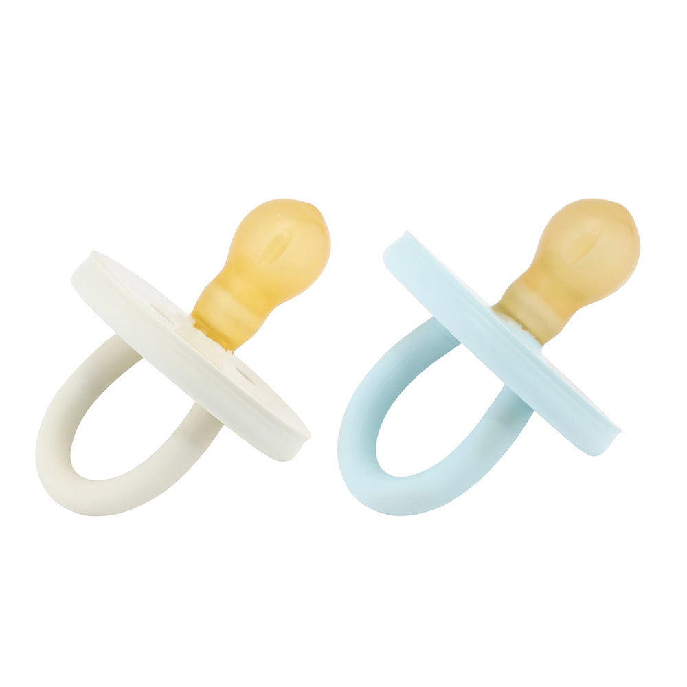 BumiBébé by HEVEA - Schnuller - Retro-Design - Rund - 100 % Naturkautschuk - 2er-Set - 2 Größen