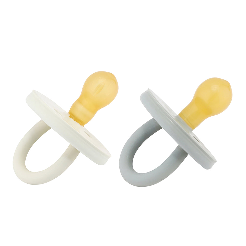 BumiBébé by HEVEA - Schnuller - Retro-Design - Rund - 100 % Naturkautschuk - 2er-Set - 2 Größen