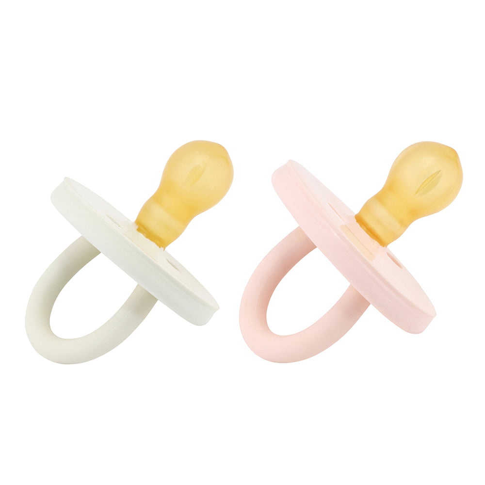 BumiBébé by HEVEA - Schnuller - Retro-Design - Rund - 100 % Naturkautschuk - 2er-Set - 2 Größen