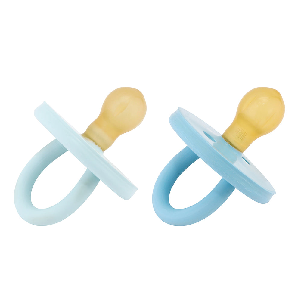 BumiBébé by HEVEA - Schnuller - Retro-Design - Rund - 100 % Naturkautschuk - 2er-Set - 2 Größen