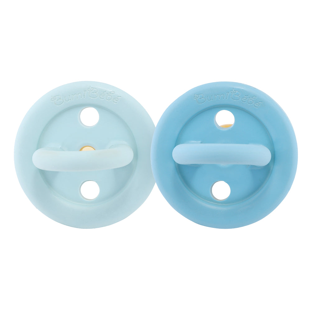 BumiBébé by HEVEA - Schnuller - Retro-Design - Rund - 100 % Naturkautschuk - 2er-Set - 2 Größen