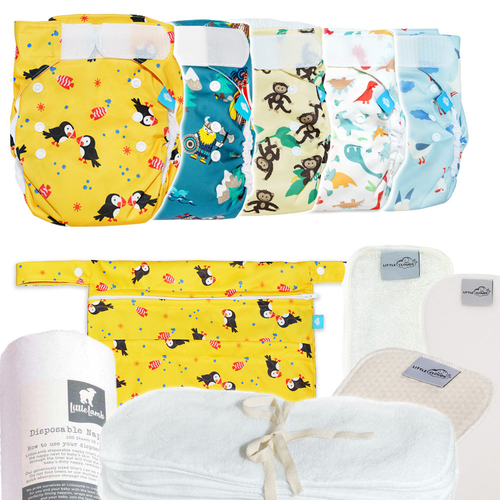 Little Clouds - SuperCloud - AIO (One Size (5-15 kg) - Komplettpaket (12 Windeln & Zubehör)