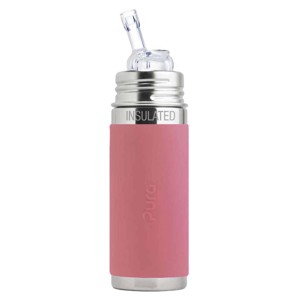 Pura Kiki ISO-Trinkflasche 260ml - mit Strohhalm Aufsatz, Schutzkappe und Sleeve