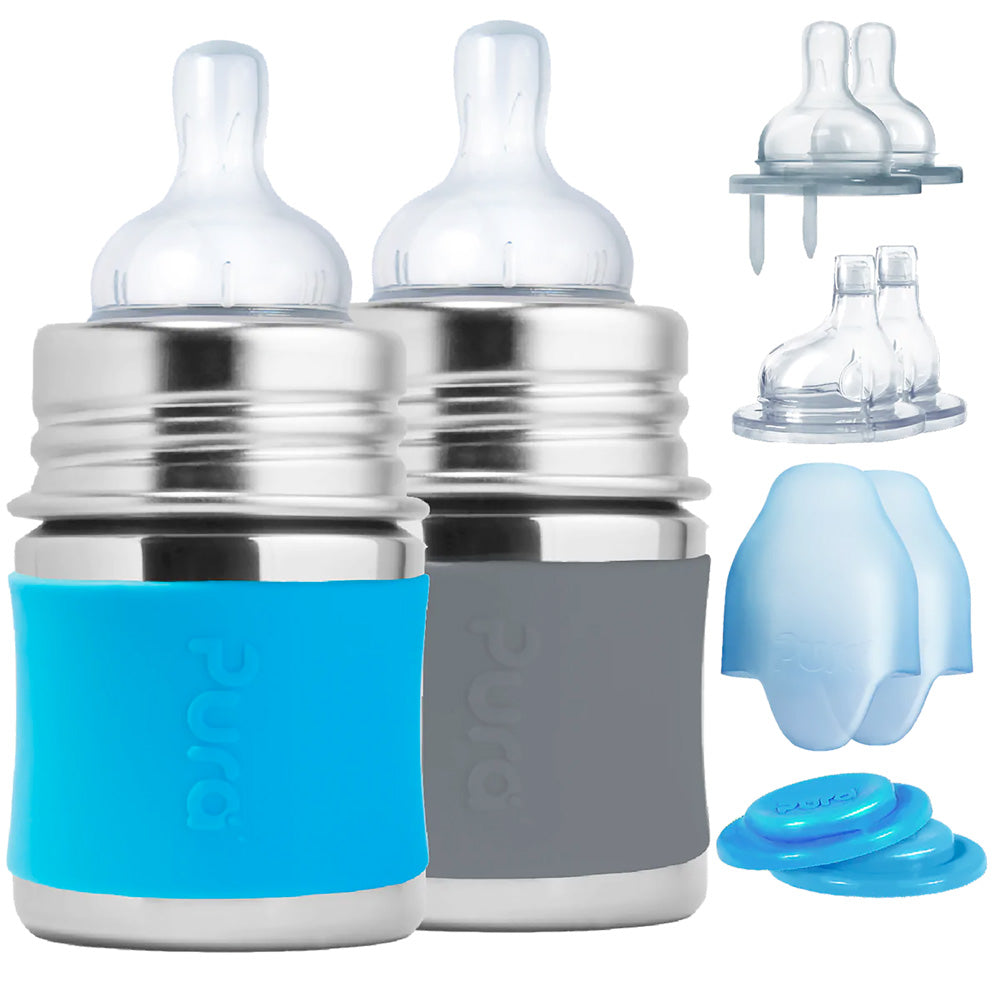 Pura Kiki Trinkflasche - Geschenkset - 2x 150ml Flaschen (inkl. 5x Zubehör)