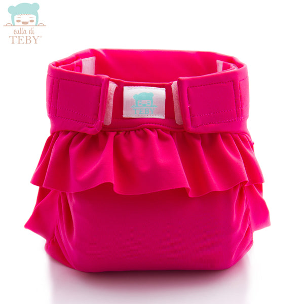 Culla di Teby - "Soft Touch" Überhose - Schwimmwindel- (EINZELN) - Pink (mit Rüschen)