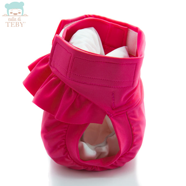 Culla di Teby - "Soft Touch" Überhose - Schwimmwindel- (EINZELN) - Pink (mit Rüschen)