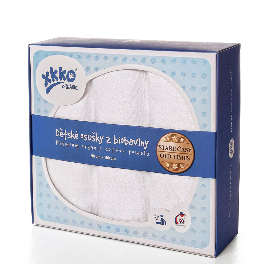 XKKO - Organic Mullwindeln - 100% Bio-Baumwolle - (Alte Zeiten) - 90x100cm - 3 Stück