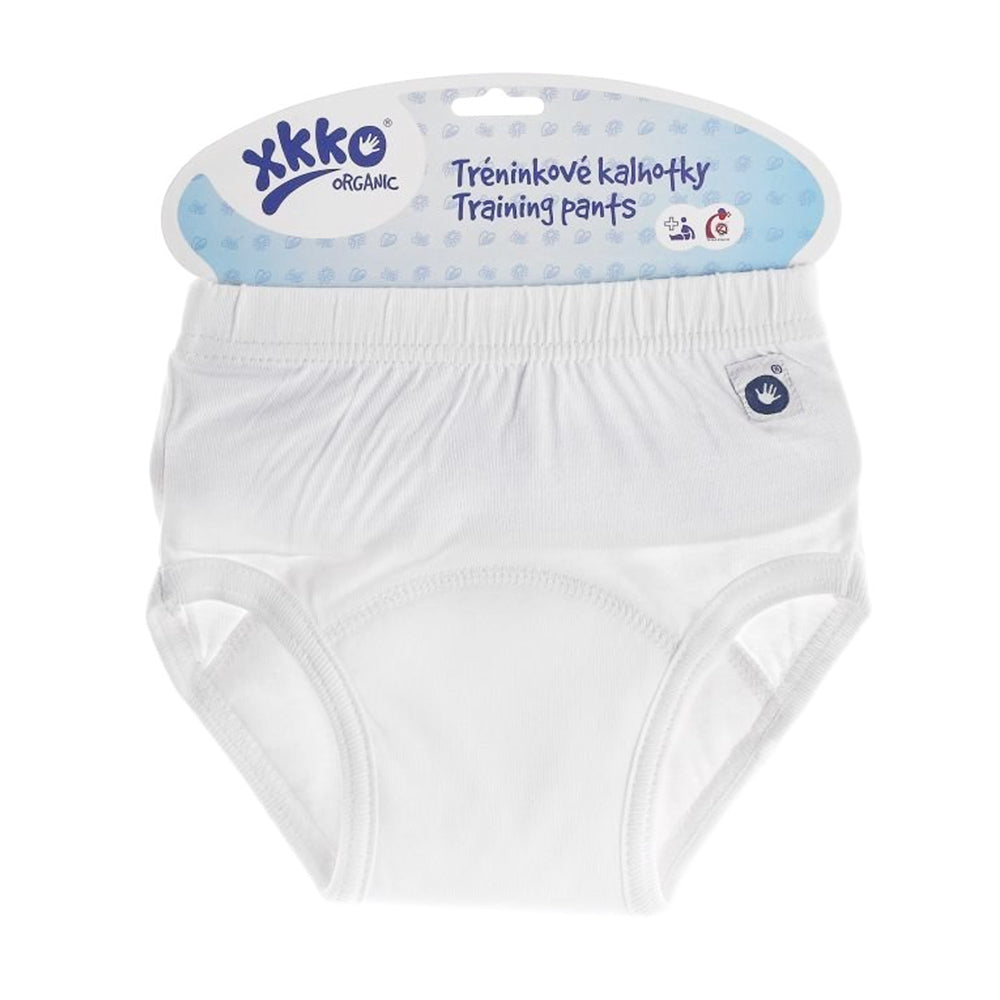 XKKO Trainer - 100% Bio-Baumwolle - Weiß. Der XKKO Trainer besteht aus 100% zertifizierter Bio-Baumwolle. Im Nässebereich ist die Trainingsunterhose durch einen Saugkern aus Baumwollfrottee und nässeundurchlässigem PUL verstärkt.