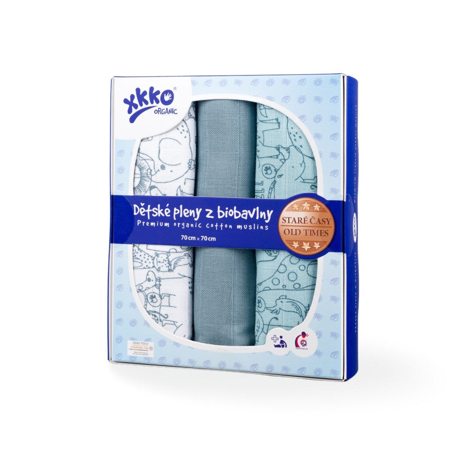 XKKO Mullwindel - 100% Bio-Baumwolle - (3 Stück) - 70x70cm Windeltücher, Stoffwindel-Einlagen, Mull-Handtücher