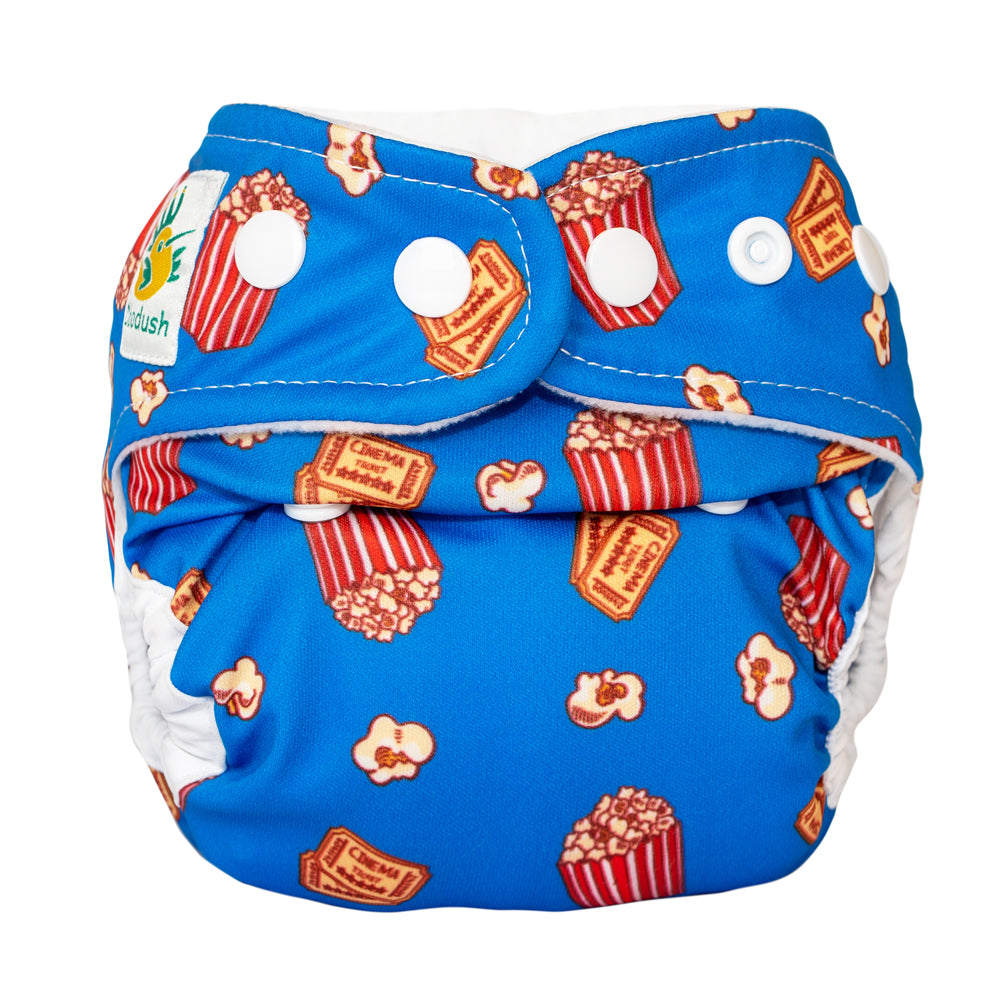 Doodush Überhose V2.0 mit Laschen im Design Poopcorn, Größe Newborn