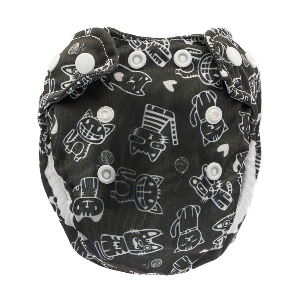 Doodush Überhose V2.0 mit Laschen im Design Retro Cats (Katzen), Größe Newborn