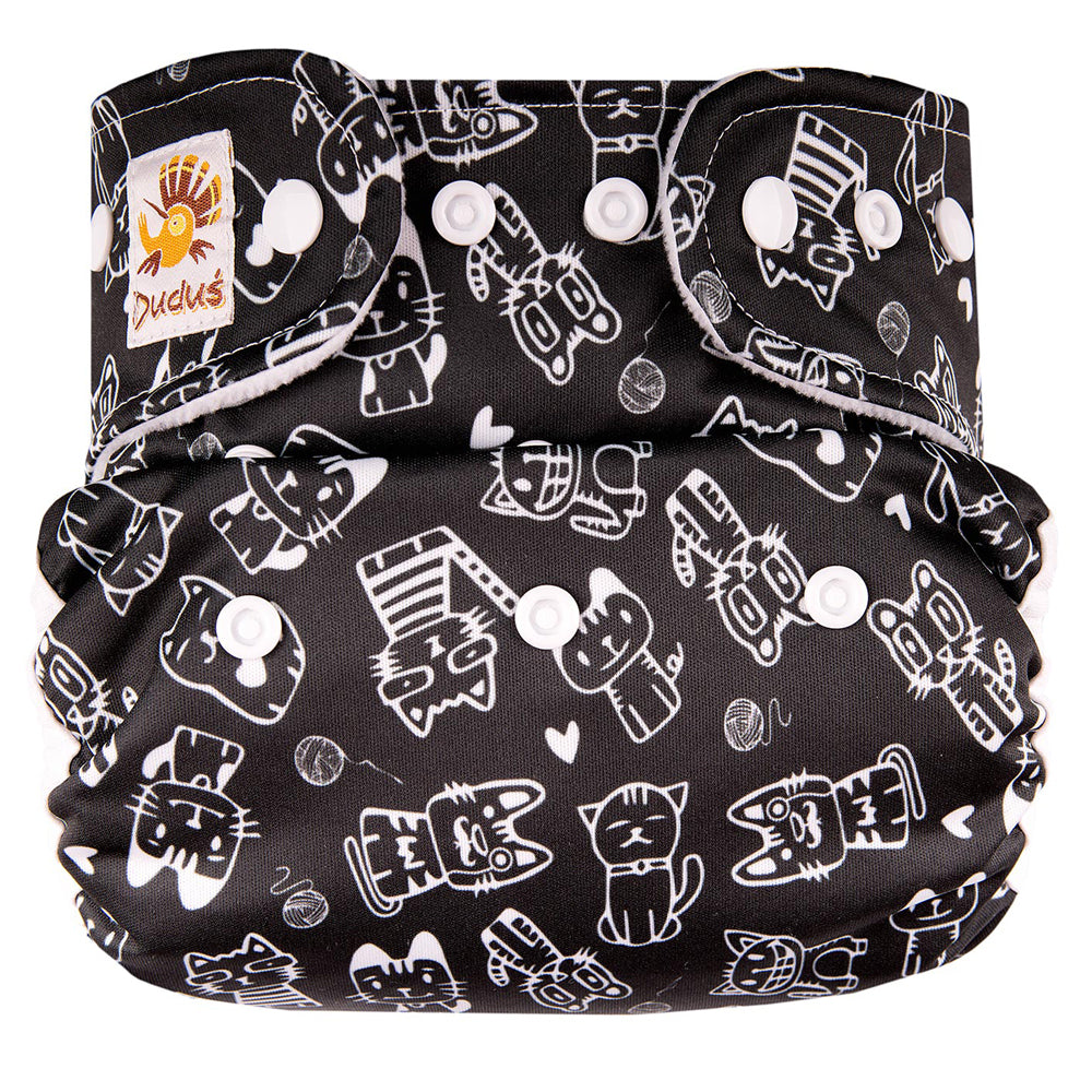 Doodush Überhose V2.0 mit Laschen im Design Retro Cats (Katzen), Größe One Size