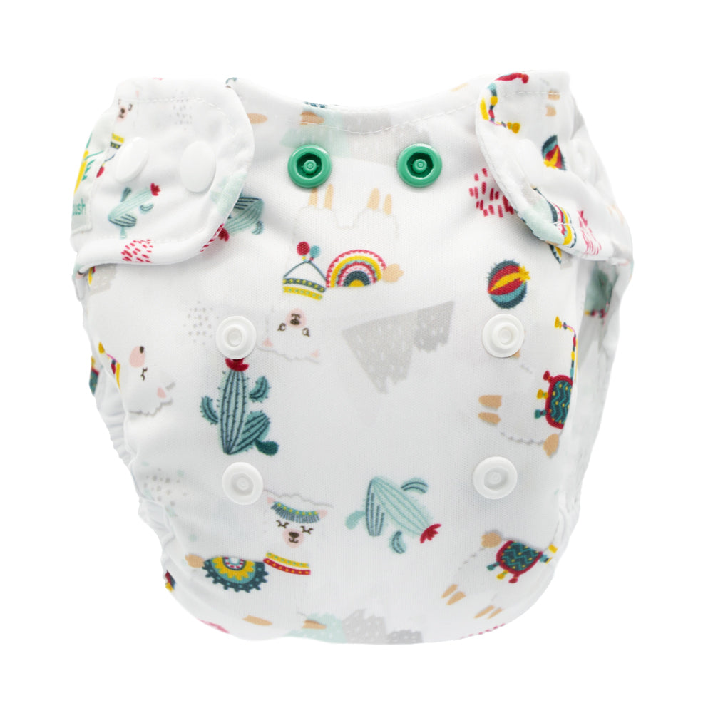 Doodush Überhose V2.0 mit Laschen im Design White Llamas (Lamas), Größe Newborn