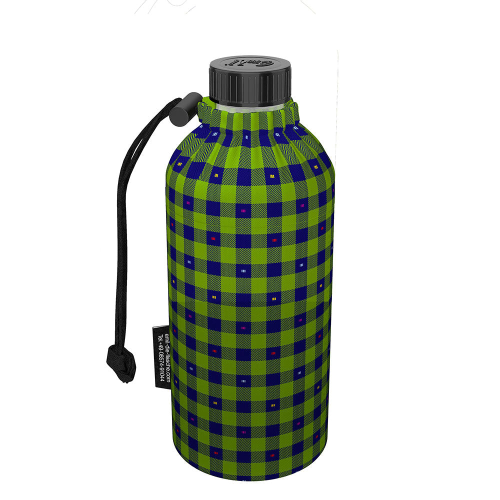 Emil die Flasche (400ml) - Komplettset (Bio-Baumwolle-Überzug) Weithals - Karo