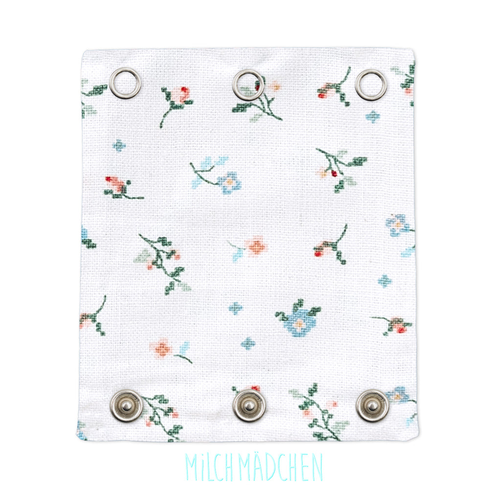 Milchmädchen Bodyverlängerung (Bodyerweiterung) einzeln im Design kleine Blumen – Größe 1 (Druckknopf Ø 7,7 mm)