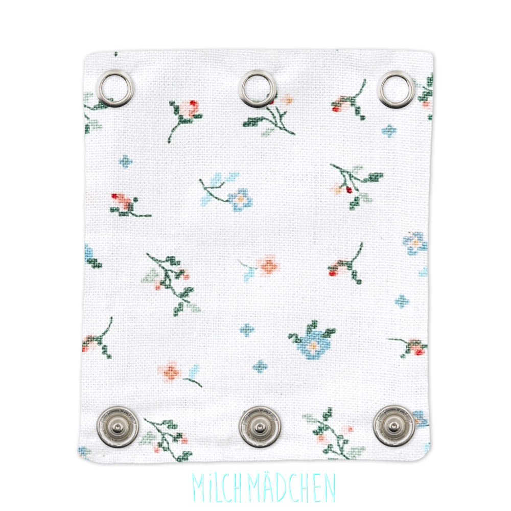 Milchmädchen Bodyverlängerung (Bodyerweiterung) einzeln im Design kleine Blumen – Größe 2 (Druckknopf Ø 9,1 mm)