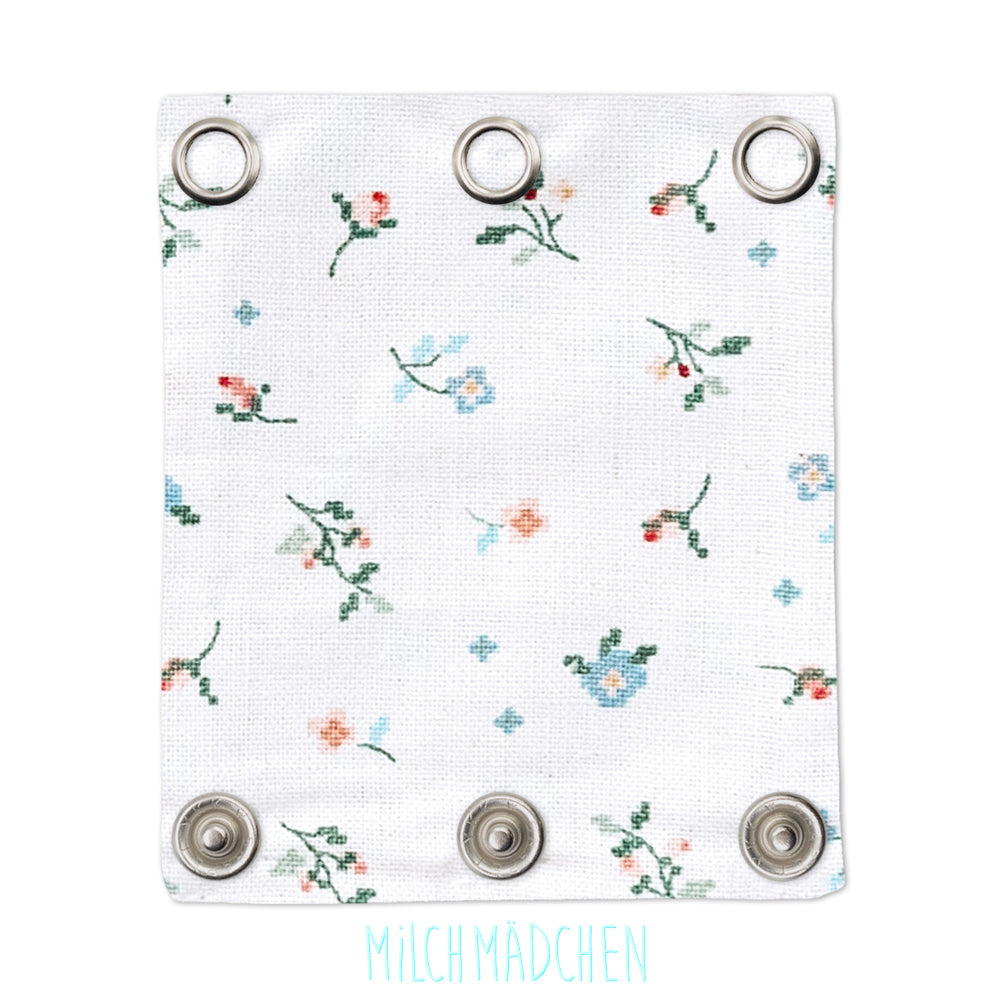 Milchmädchen Bodyverlängerung (Bodyerweiterung) einzeln im Design kleine Blumen – Größe 3 (Druckknopf Ø 9,7 mm)