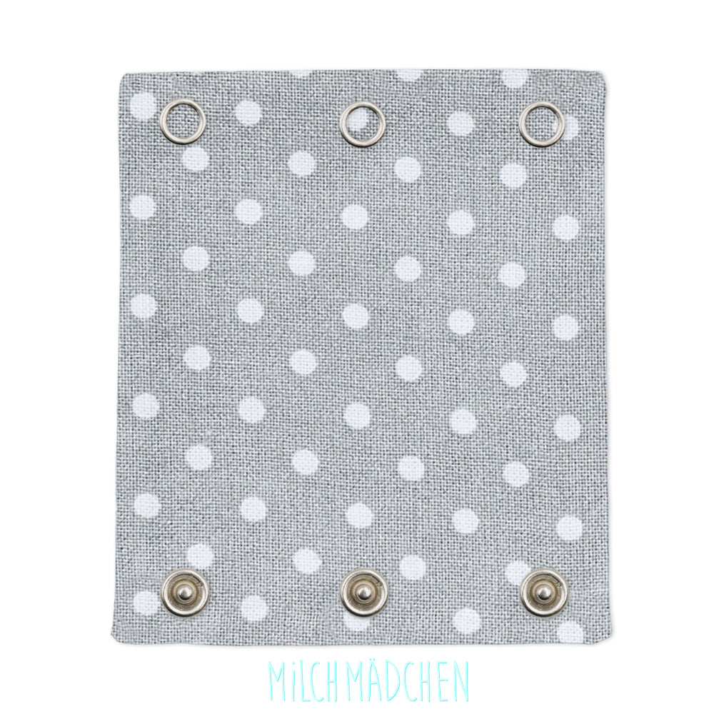 Milchmädchen Bodyverlängerung (Bodyerweiterung) einzeln im Design Punkte Grau – Größe 1 (Druckknopf Ø 7,7 mm)