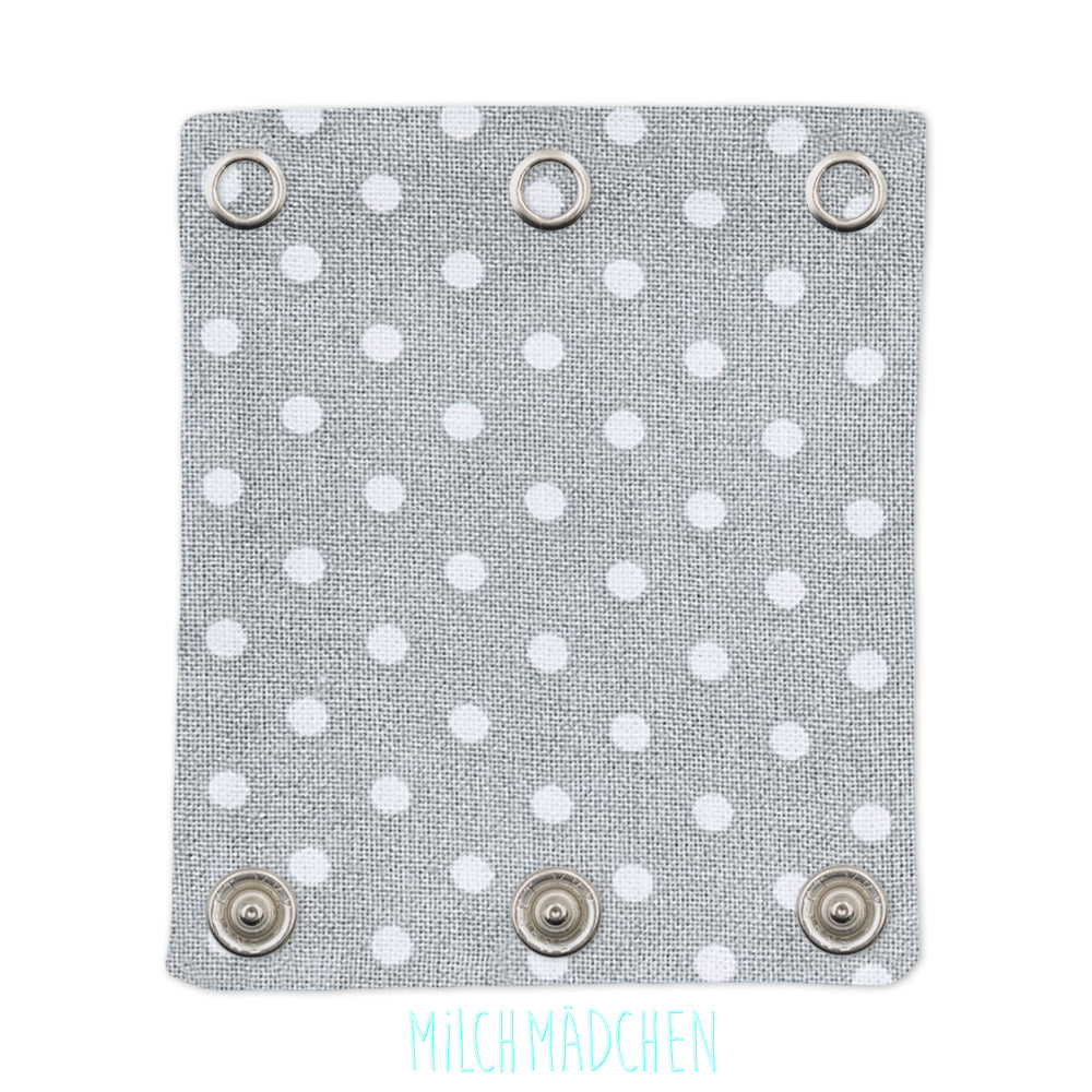 Milchmädchen Bodyverlängerung (Bodyerweiterung) einzeln im Design Punkte Grau – Größe 2 (Druckknopf Ø 9,1 mm)