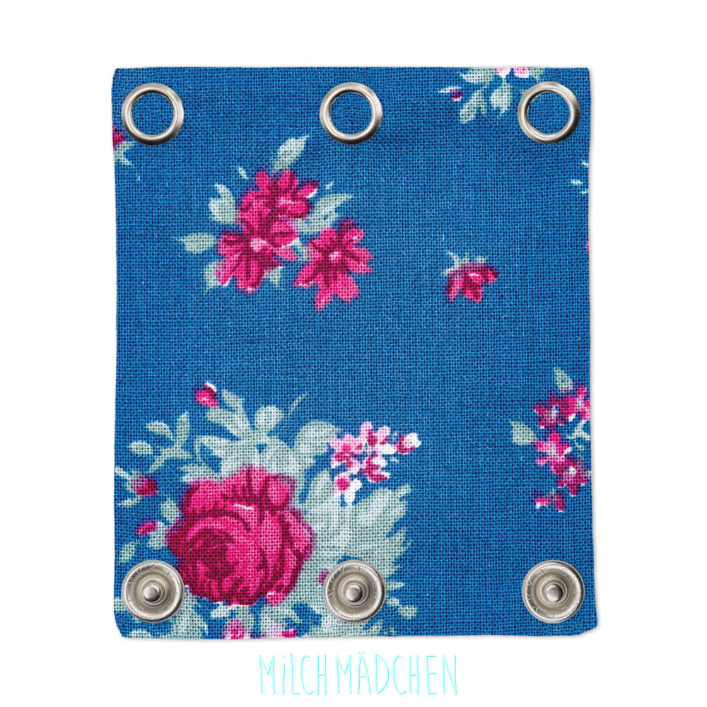 Milchmädchen Bodyverlängerung (Bodyerweiterung) einzeln im Design Rosen Blau – Größe 3 (Druckknopf Ø 9,7 mm)