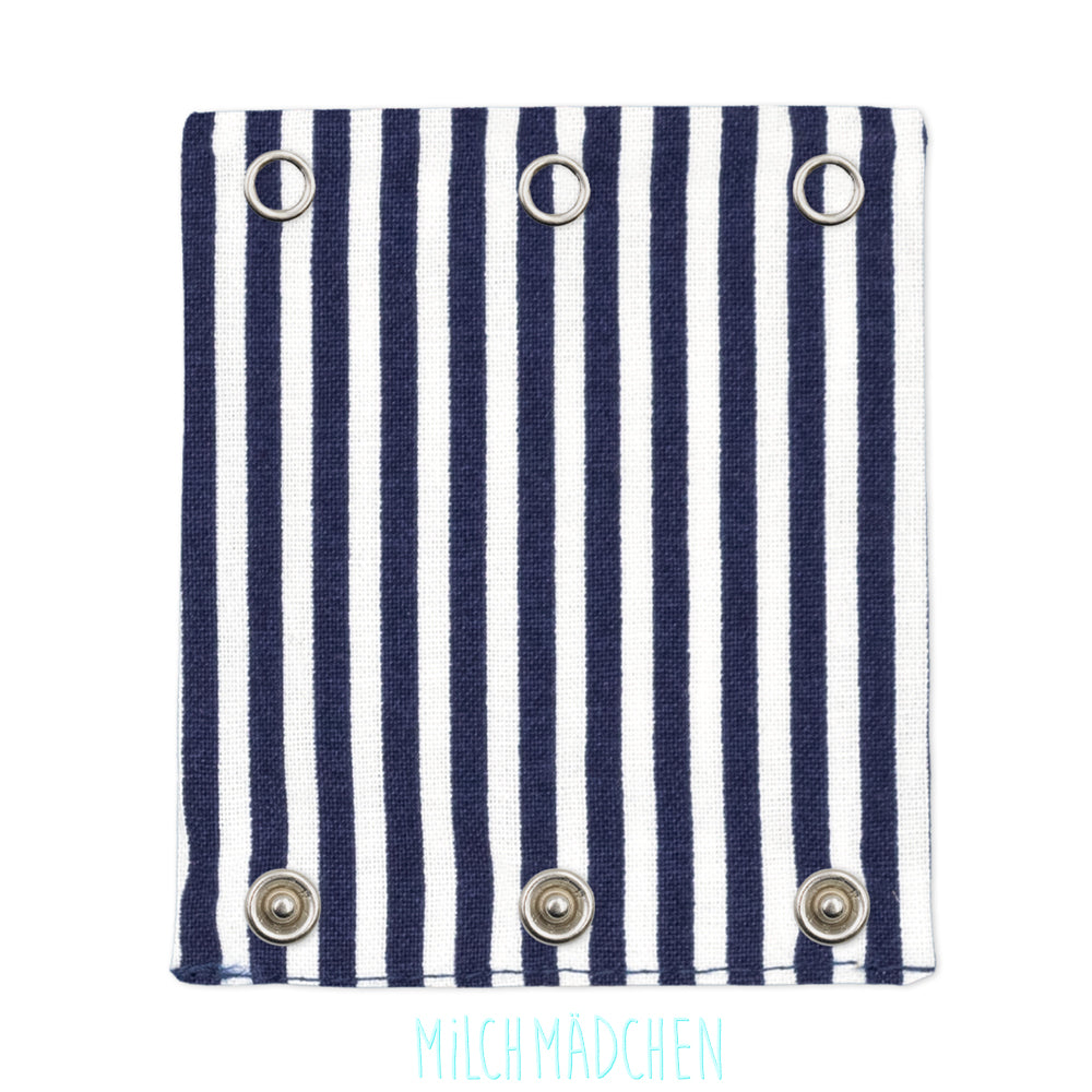 Milchmädchen Bodyverlängerung (Bodyerweiterung) einzeln im Design Streifen Navy – Größe 1 (Druckknopf Ø 7,7 mm)
