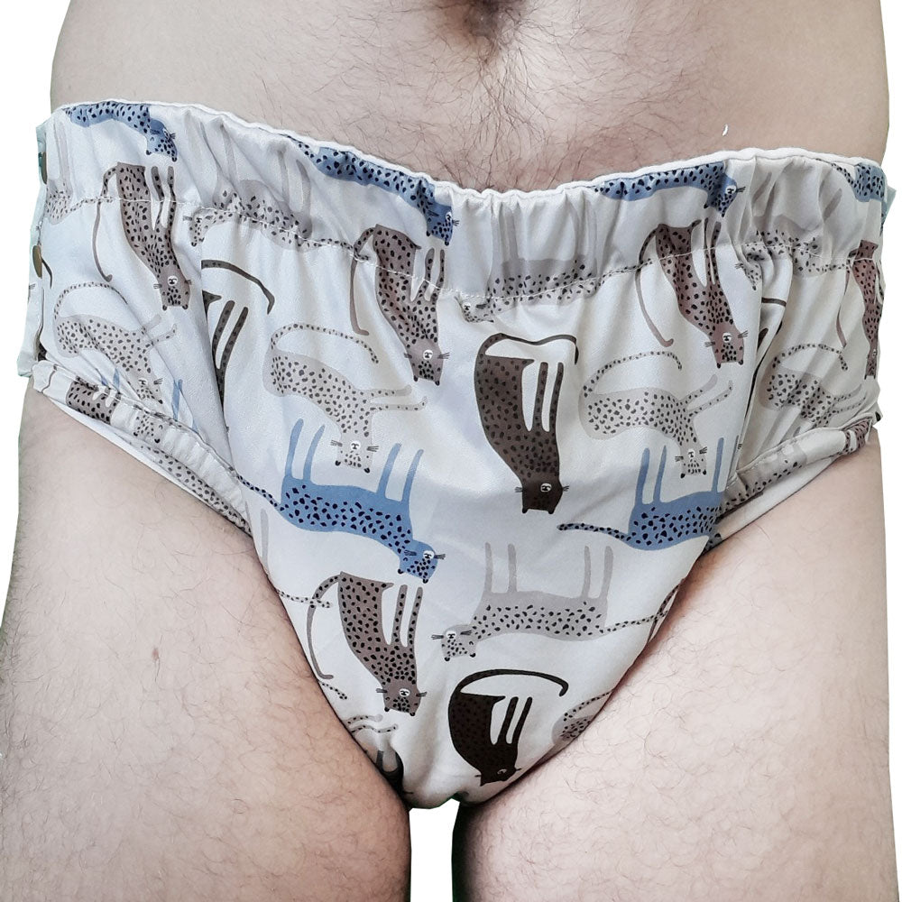 Blümchen - Kinder & Erwachsenen Stoffwindel (Inkontinenzslip mit Druckknöpfen) - Gepard