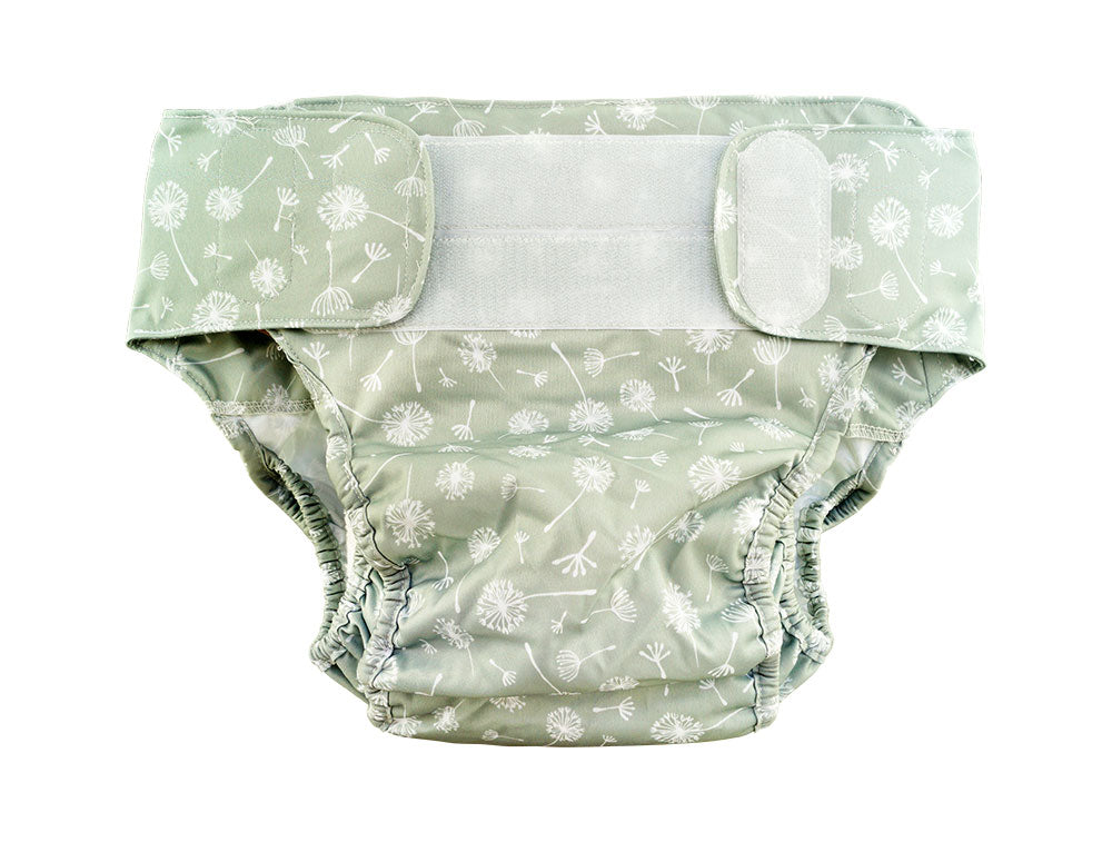 Blümchen - Kinder & Erwachsenen Stoffwindel V2 (2in1-Inkontinenz-Windel) - Floral (Grün) - Innovativ, mit hohem Tragekomfort, nachhaltig und diskret.