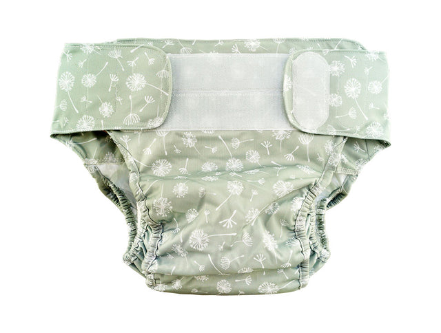 Blümchen - Kinder & Erwachsenen Stoffwindel V2 (2in1-Inkontinenz-Windel) - Floral (Grün) - Innovativ, mit hohem Tragekomfort, nachhaltig und diskret.