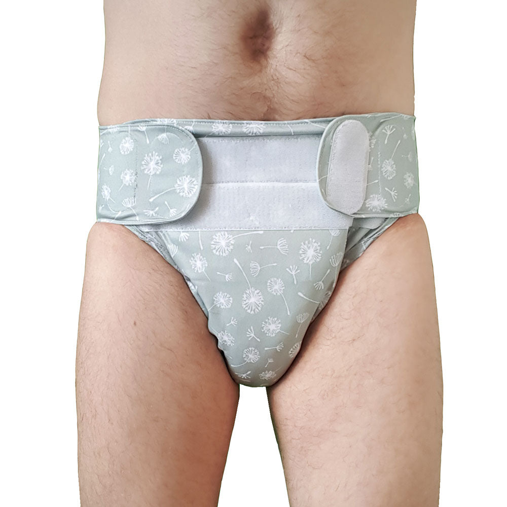 Blümchen - Kinder & Erwachsenen Stoffwindel V2 (2in1-Inkontinenz-Windel) - Floral (Grün)
