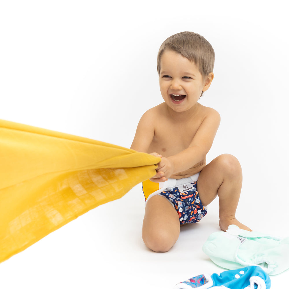 Bamboolik - DUO Überhosen - One Size (4-15 kg) - doppelte Beinbündchen - Klettverschluss
