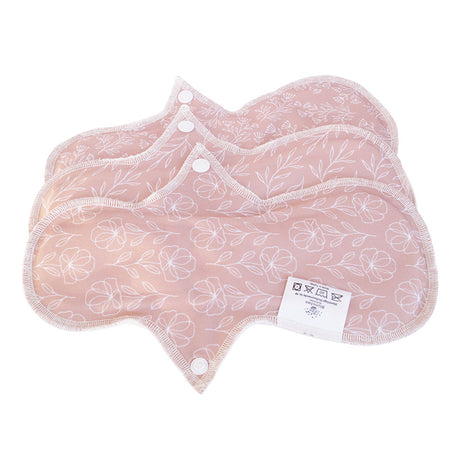 Blümchen - auslaufsichere Slip-Einlage (Menstruations-Binde) - Floral (Rosa) Bio-Baumwolle - 3 Stück
