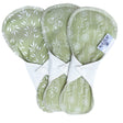 Blümchen - Auslaufsichere Slip-Einlage (Menstruations-Binde) - Floral (Grün) Hanf-Bambus - 3 Stück