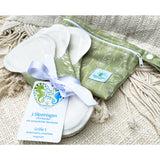 Blümchen - auslaufsichere Slip-Einlage (Menstruations-Binde) - Floral (Grün) Hanf-Bambus - 3 Stück