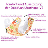 Doodush - PUL-Überhose 2 (Einlagen) - Turquoise Llamas (Türkise Lamas) - Eine Wohltat. Gepolsterte Überhose für Ihr Kind.