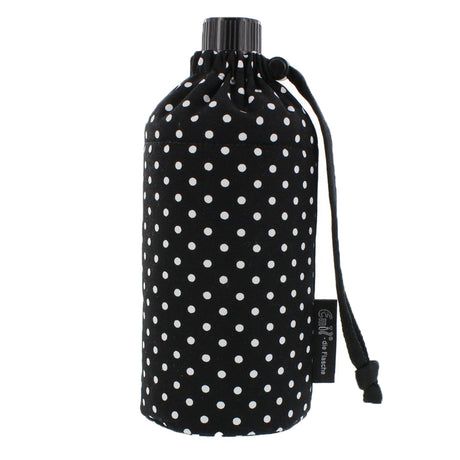 Emil die Flasche aus Glas - 600ml – Komplettset (Bio-Baumwolle-Überzug) - Punkte Schwarz
