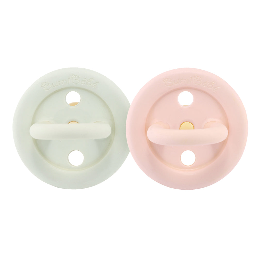 BumiBébé by HEVEA - Schnuller - Retro-Design - Rund - 100 % Naturkautschuk - 2er-Set  - 2 Größen