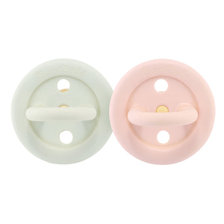 BumiBébé by HEVEA - Schnuller - Retro-Design - Rund - 100 % Naturkautschuk - 2er-Set  - 2 Größen