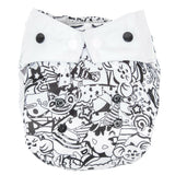 Mommy Mouse SIO-Stoffwindel (Snap in One) One Size  mit extra weichem Beinabschluss - Black (ohne Einlagen)