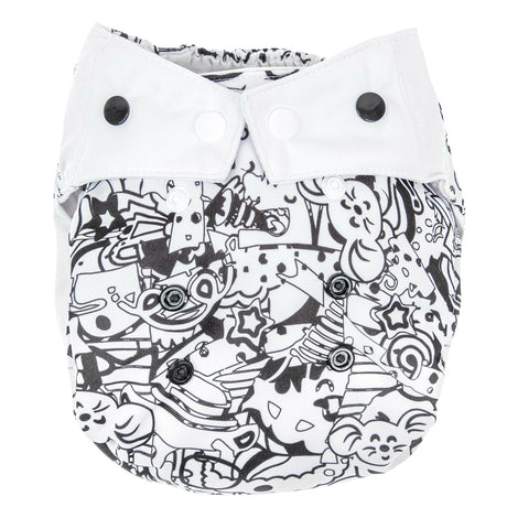 Mommy Mouse SIO-Stoffwindel (Snap in One) One Size  mit extra weichem Beinabschluss - Black (ohne Einlagen)