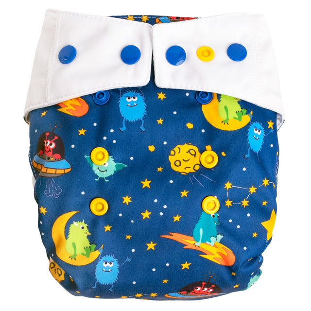 Mommy Mouse SIO-Stoffwindel (Snap in One) One Size  mit extra weichem Beinabschluss - Monster (ohne Einlagen)