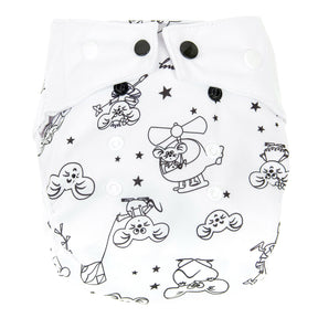 Mommy Mouse SIO-Stoffwindel (Snap in One) mit extra weichem Beinabschluss - One Size - White (ohne Einlagen)