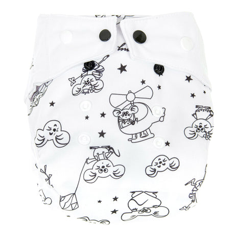 Mommy Mouse SIO-Stoffwindel (Snap in One) mit extra weichem Beinabschluss - One Size - White (ohne Einlagen)
