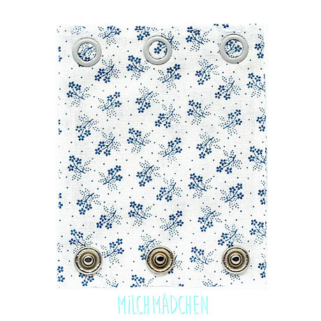 Milchmädchen - Bodyerweiterung (Bodyverlängerung) - Blumen Blau - Luxus Qualität, beste Stoffe - 100% Bio-Baumwolle