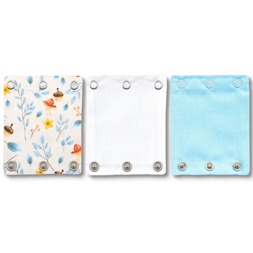 Milchmädchen - Bodyerweiterung/-verlängerung  -  in tollen Designs - 3 Stück in 3 Druckknopfgrößen